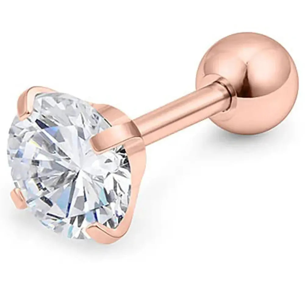 Unisex Zirkoon Roestvrij Staal 4 Prong Oorbellen VIQA© NEDERLANDRosegoud