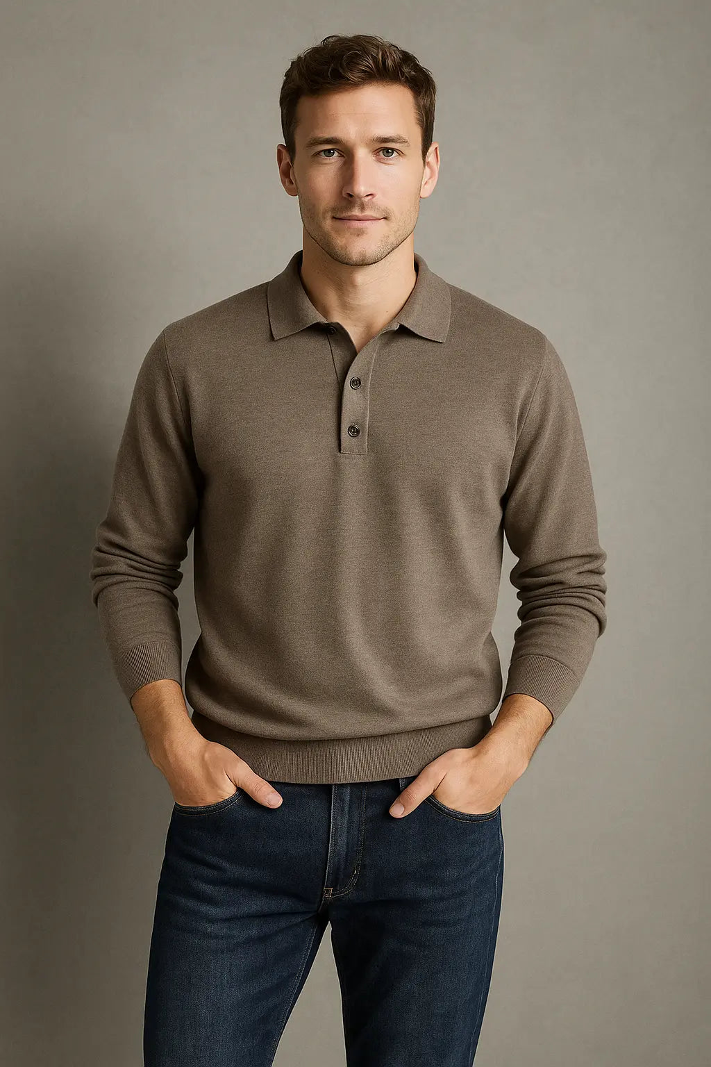 Darren Heren Zomerpolo Met Lange Mouwen VIQA© NEDERLANDBruin-2XL