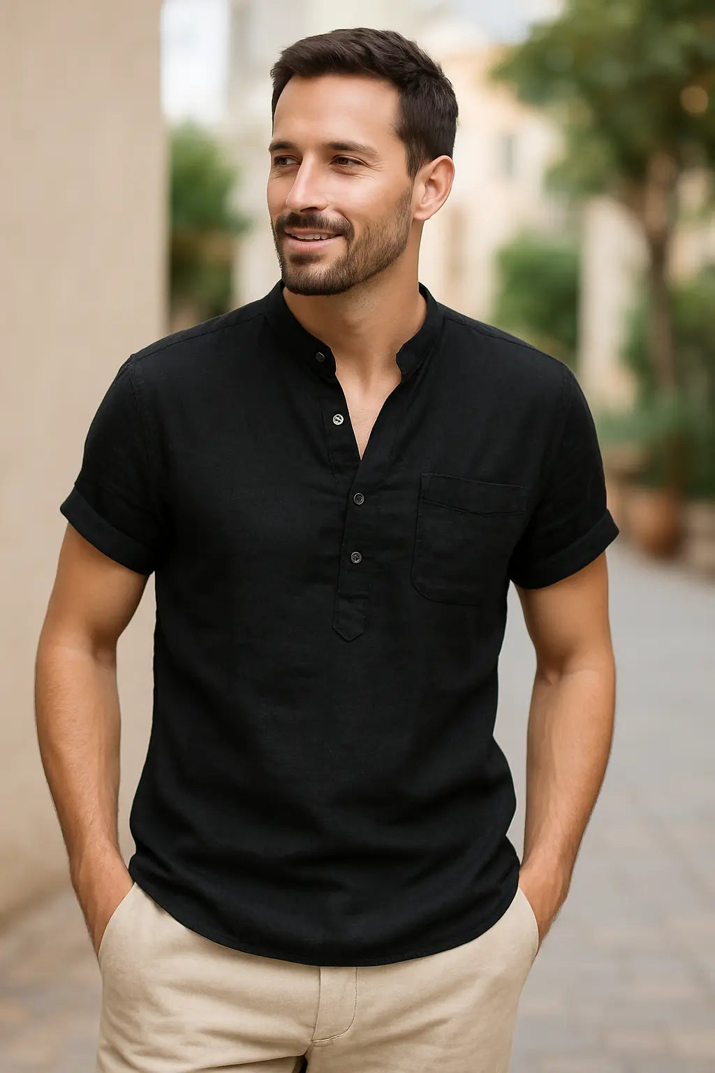 Heren Zomer Linnen T-Shirt, Korte Mouw Ademend Casual Shirt, Lichtgewicht Dagelijks Dragen | VIQA VIQA© NEDERLAND