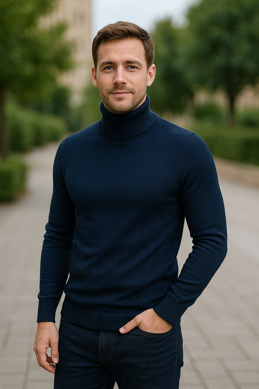 Heren Coltrui, Slim Pasvorm Effen Kleuren Trui, Warme Winter Hoge Hals Lange Mouwen Top | VIQA VIQA© NEDERLAND