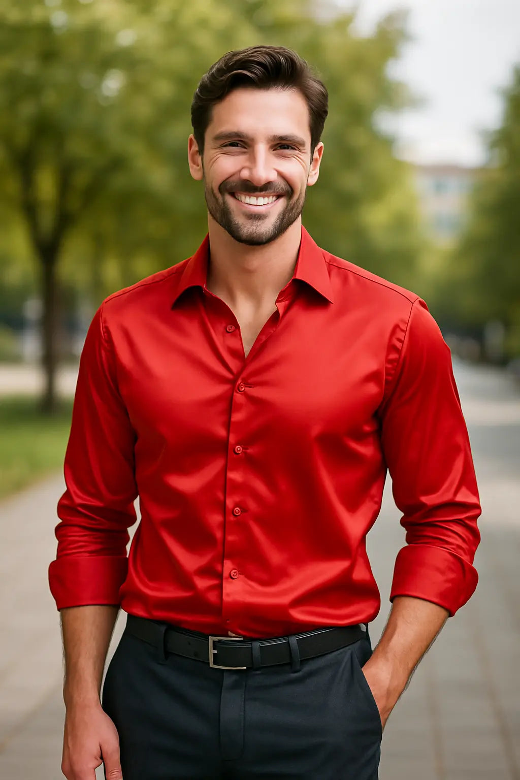 Heren Glanzend Satijn Luxe Overhemd VIQA© NEDERLAND