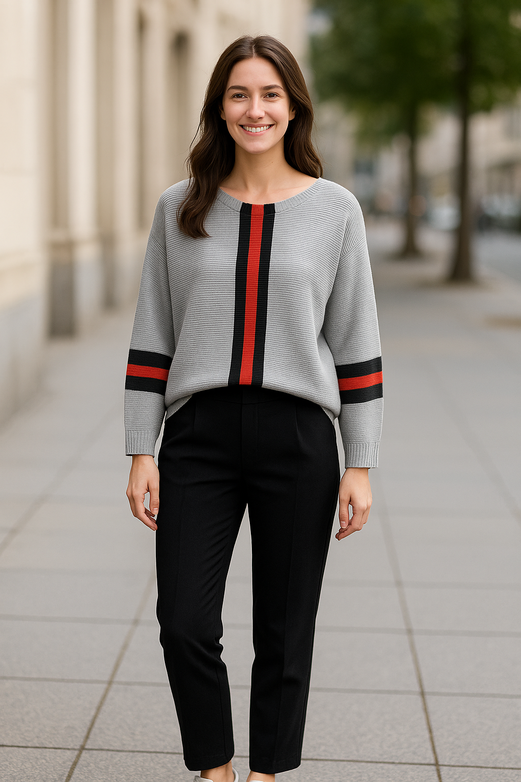 Verticale Streep Trui Voor Dames, Losvallende Korte Mouw Casual Top | VIQA VIQA© NEDERLAND