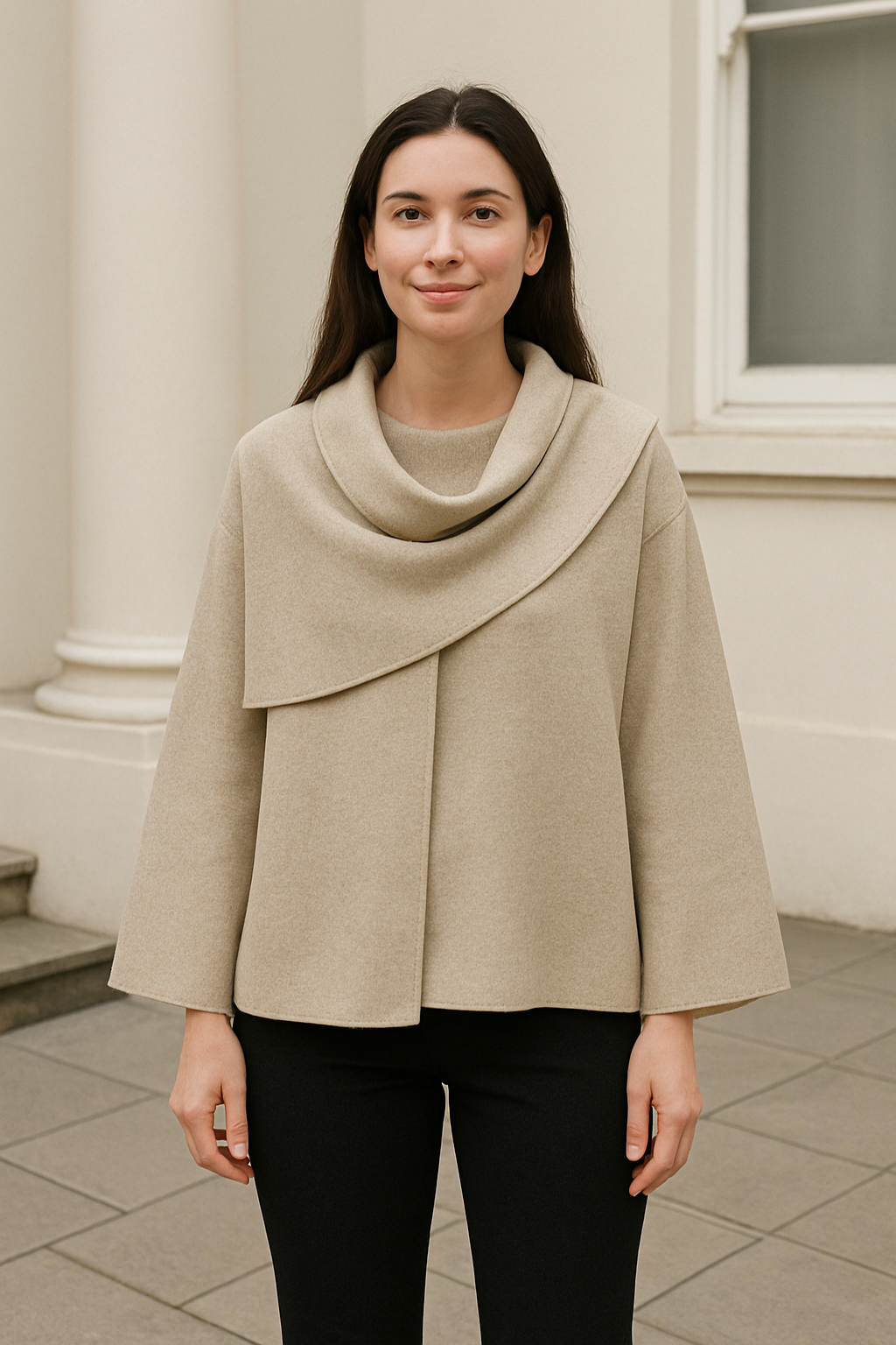 Elegante Dames Vest, Jas Met Lange Mouwen En Sjaal, Warm Herfst- En Winter Model Voor Woon-Werkverkeer | VIQA VIQA© NEDERLAND