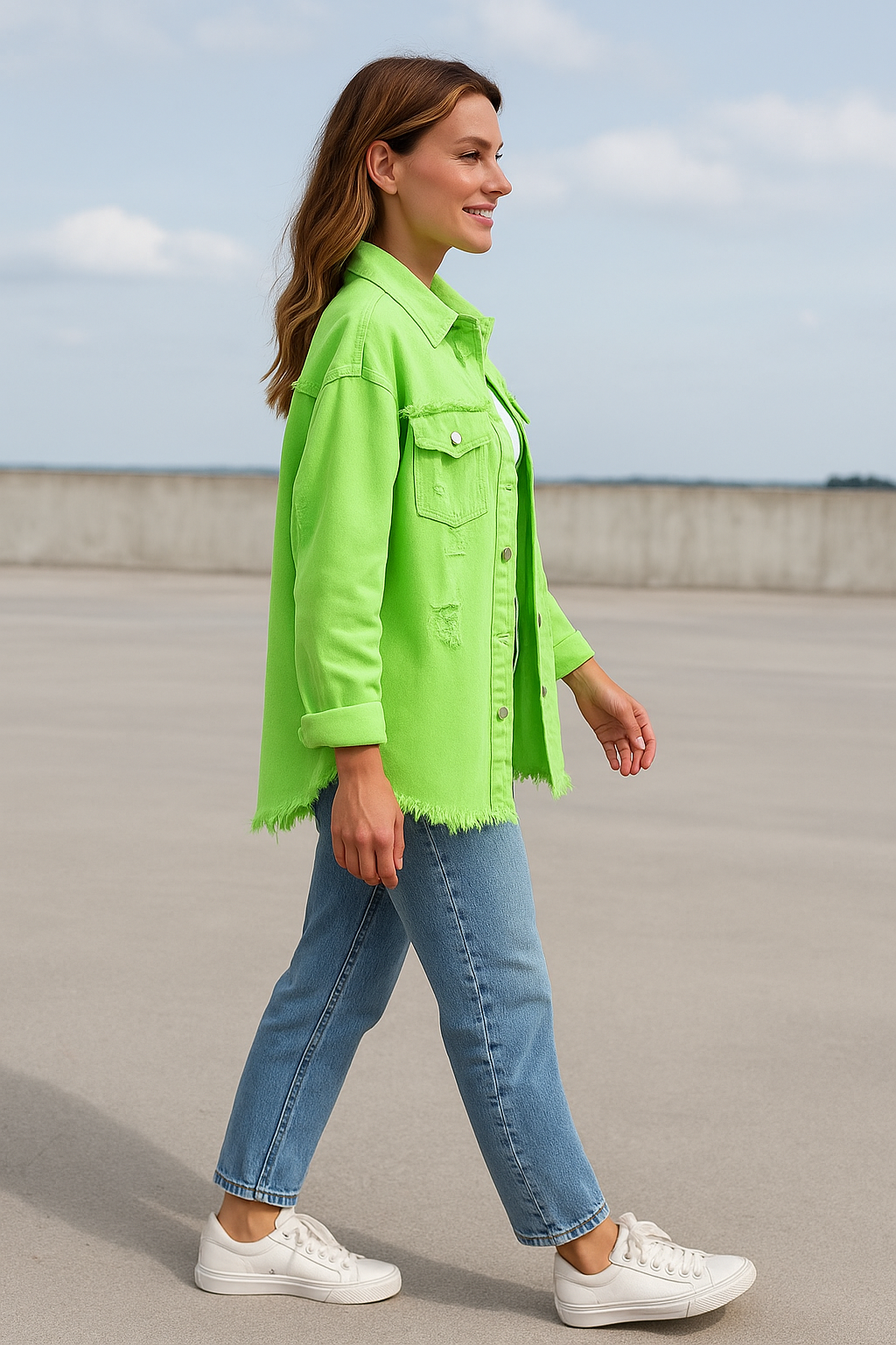 Spijkerjasje Voor Dames, Los Casual Jeancoat Met Onafgewerkte Randen En Distressed Gaten | VIQA VIQA© NEDERLAND