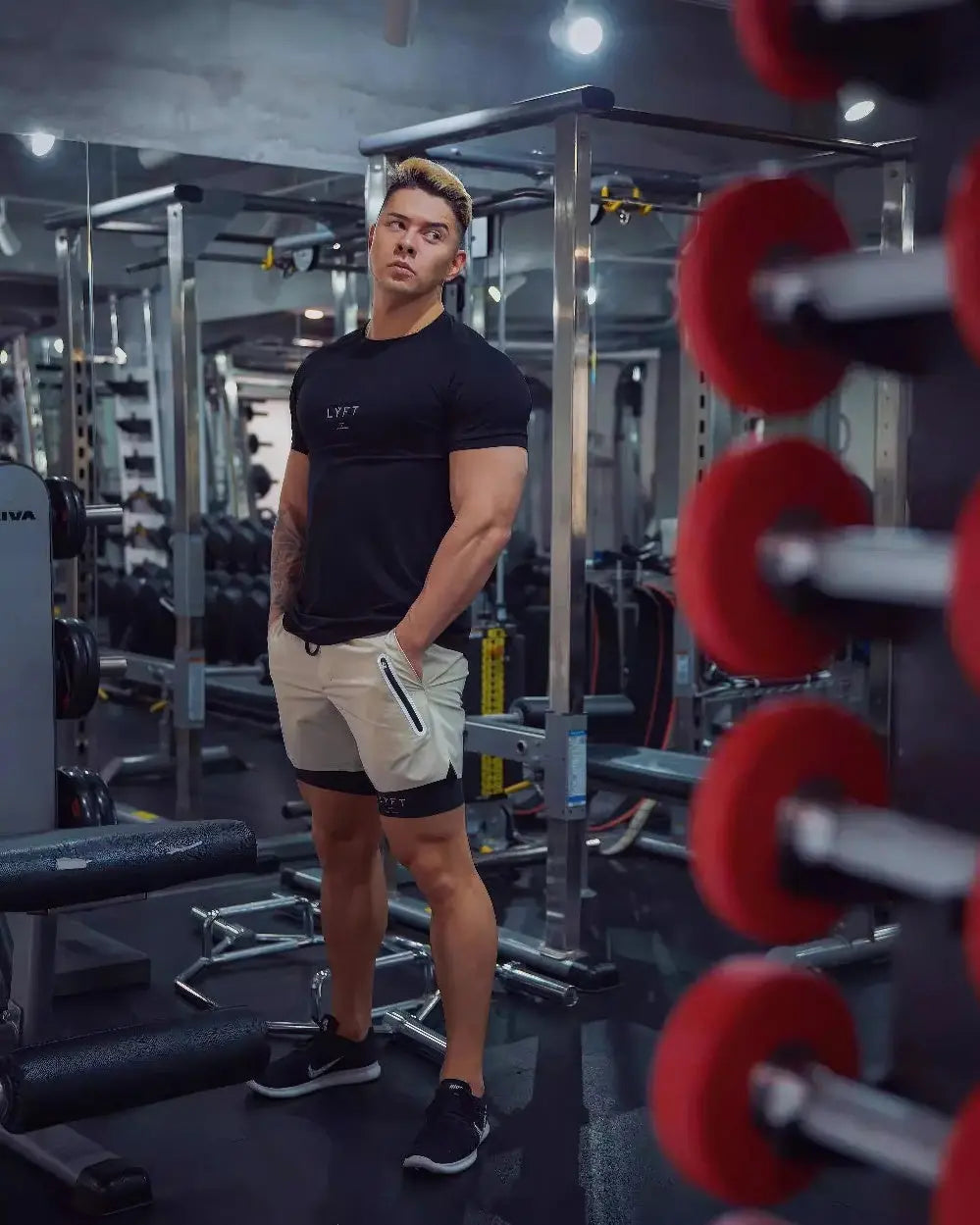 Heren Korte Broek met Dubbele Laag Voor Fitnesstraining VIQA© NEDERLAND