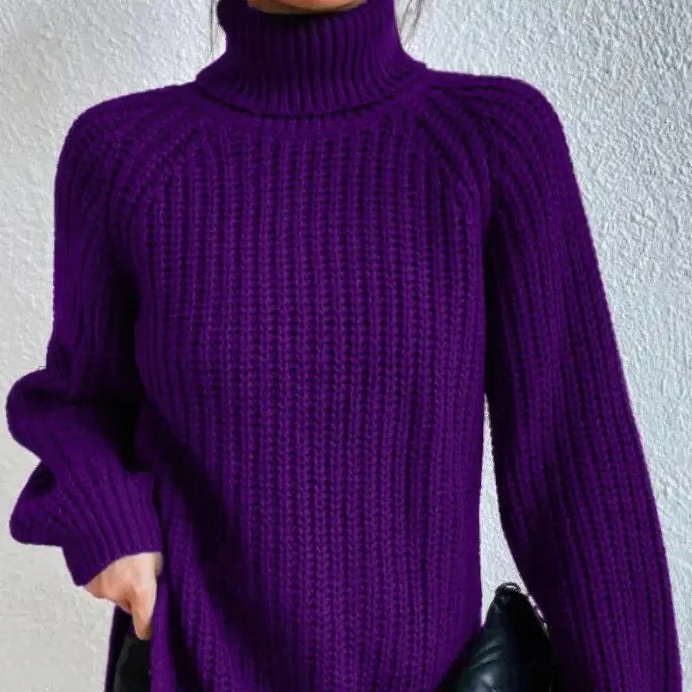 Gebreide Damestrui Met Hoge Hals VIQA© NEDERLANDPaars-XL