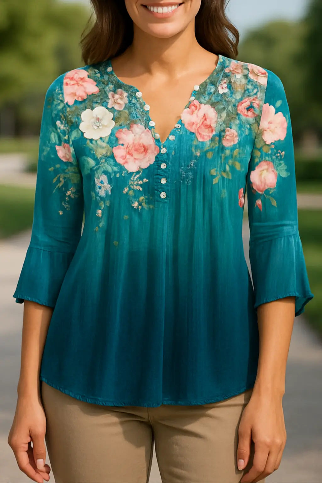 Dames Elegant Gedrukte Blouse, Casual Lange Mouwen Stijlvol Overhemd Top | VIQA VIQA© NEDERLAND