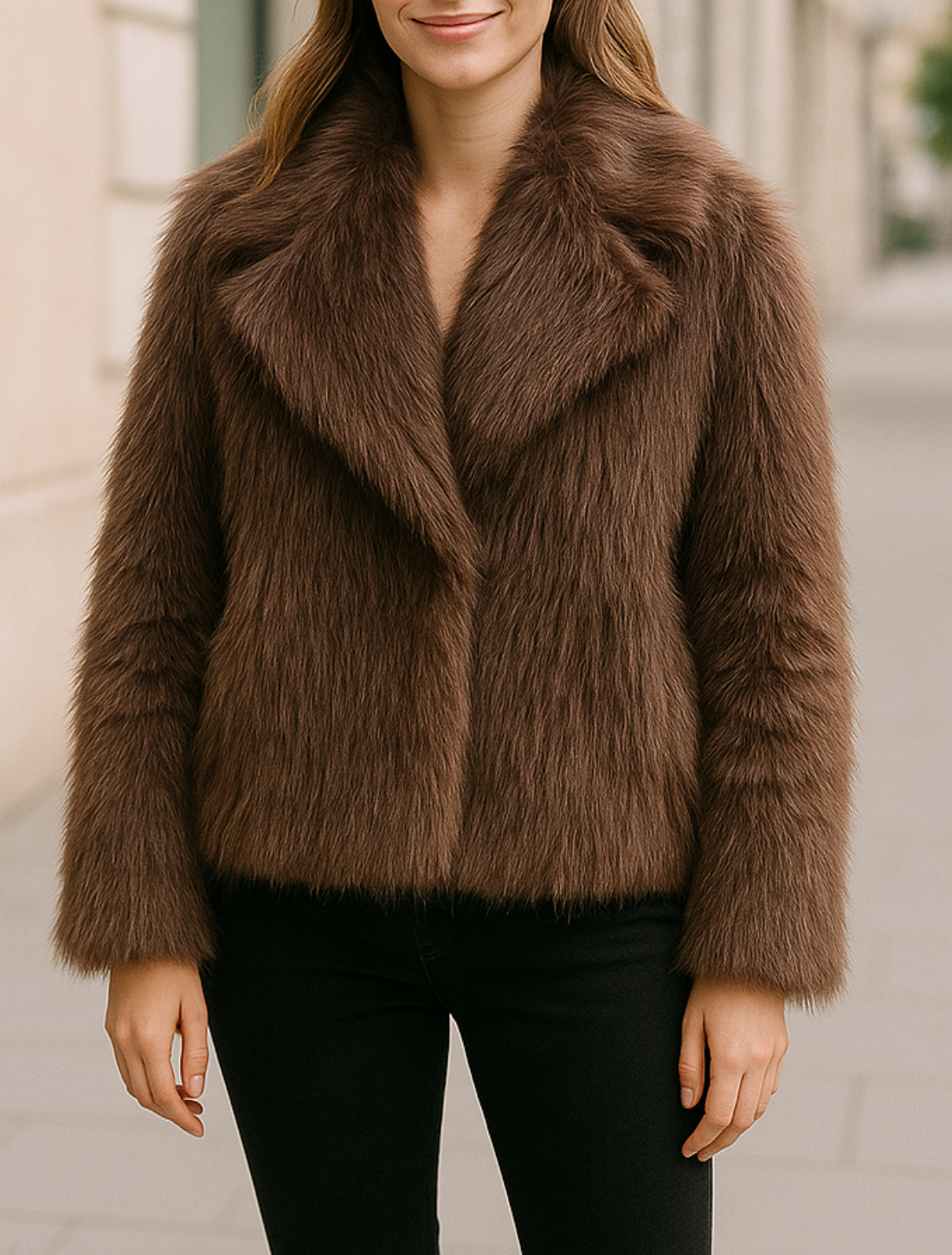 Cropped Bontjas Voor Dames, Chique Reverskraag, Dikke Winterjas Met Drukknopen | VIQA VIQA© NEDERLAND