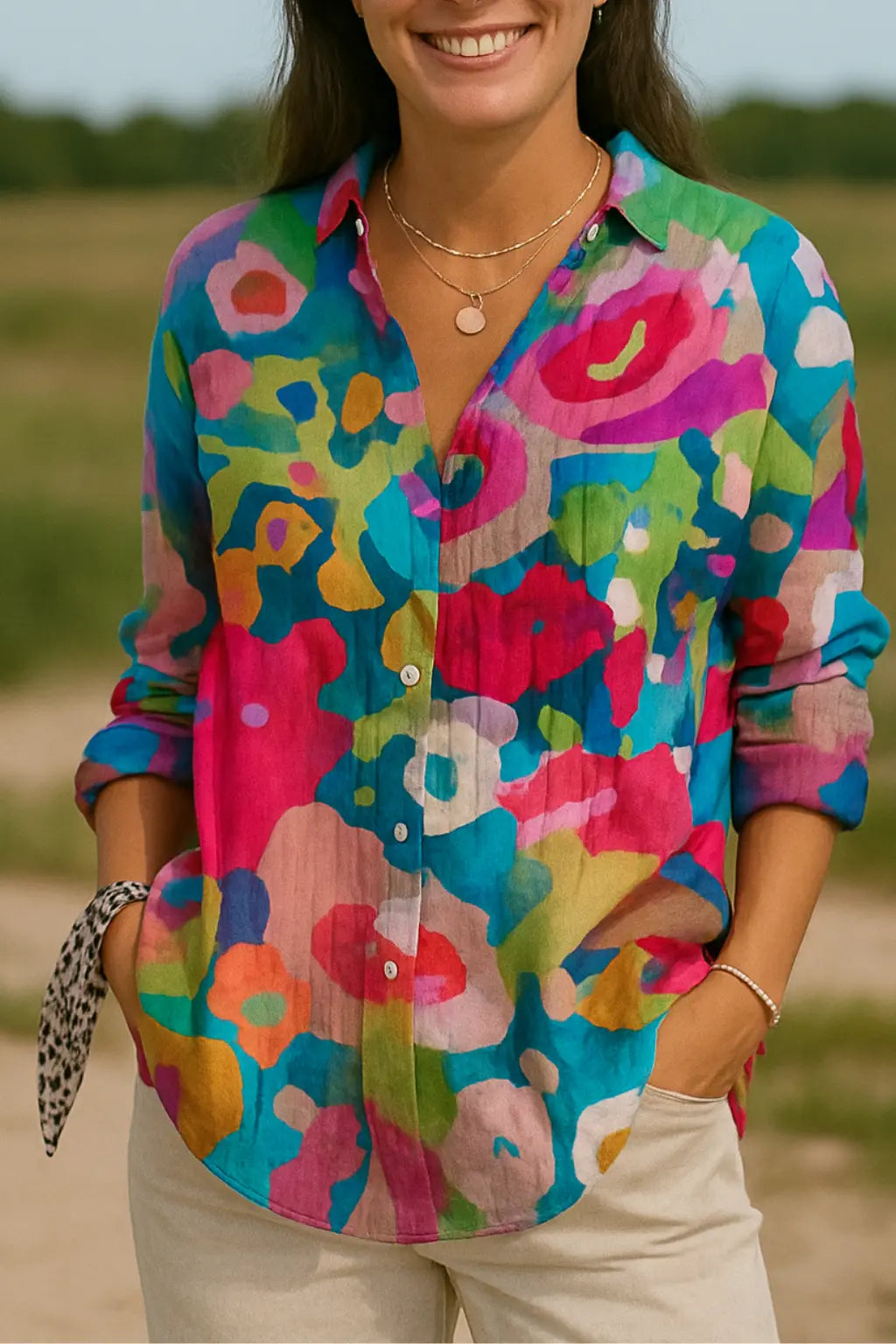 Dames Zomer Bloemen Print Shirt, Lange Tuniek Stijl Met Halve Mouwen, Lichtgewicht Trendy Top | VIQA VIQA© NEDERLANDKleurrijk / 2XL