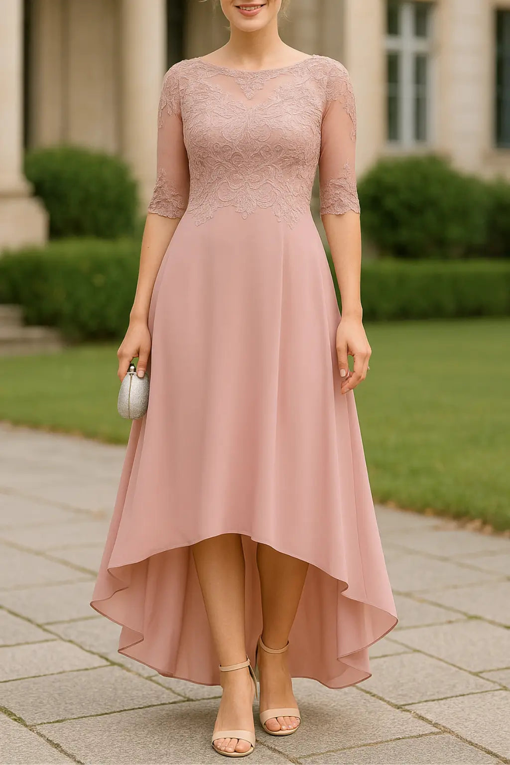 Dames Maxi Gala Jurk, Elegante Lange Bruiloft A-Lijn Feestjurk | VIQA VIQA© NEDERLANDRoze-2XL