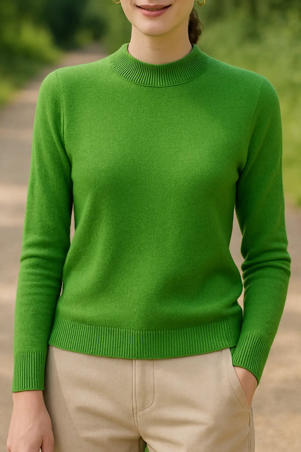 Damestrui Van Merinowol, Gebreide Trui, Lage Hals En Kasjmier-Gevoel Winter Top | VIQA VIQA© NEDERLANDGroen / XL