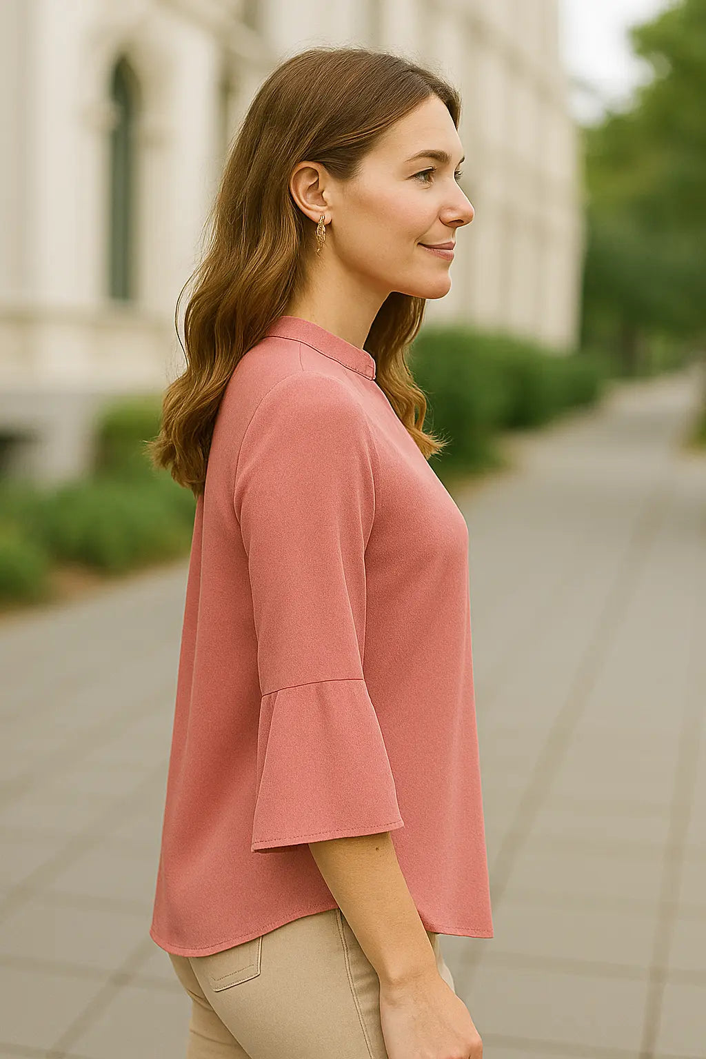 Dames Elegante Chiffon Blouse, V-Hals 3/4 Mouwen Zomer Top, Los Pasvorm Pullover Shirt | VIQA VIQA© NEDERLAND