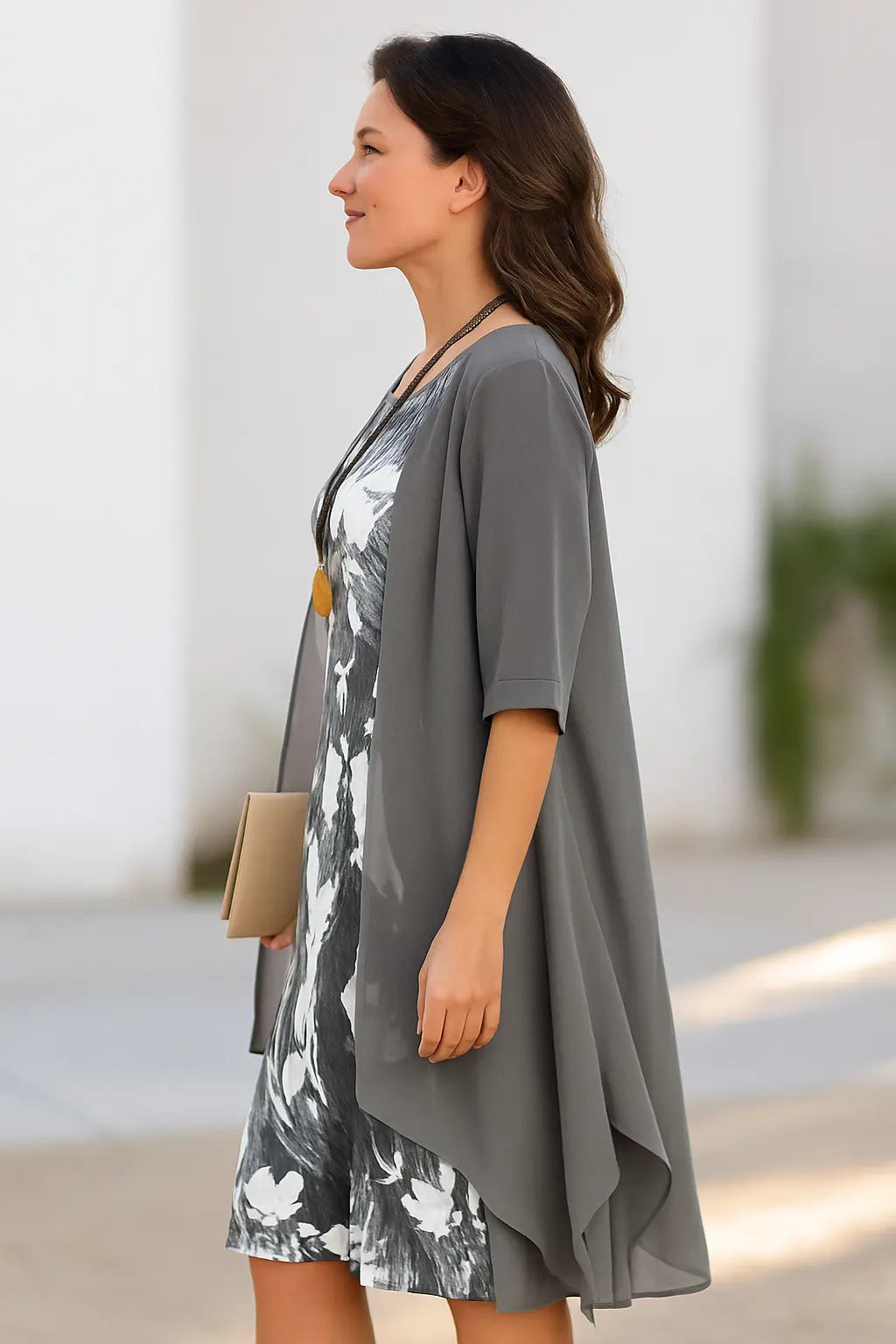 Dames Tweedelige Zomer Set, Losse Pasvorm Gedrukte Midi Jurk Met Lange Mouwen, Multikleur Outfit | VIQA VIQA© NEDERLAND