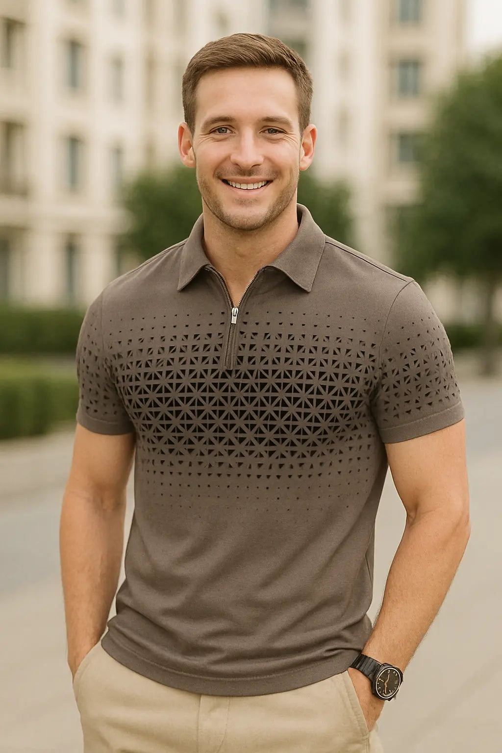 Heren Polo Met Rits VIQA© NEDERLAND