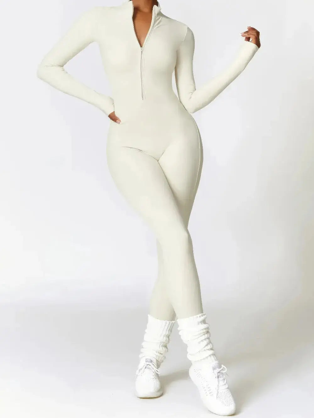 Damesyoga Jumpsuit Met Lange Mouwen VIQA© NEDERLANDWit-XL