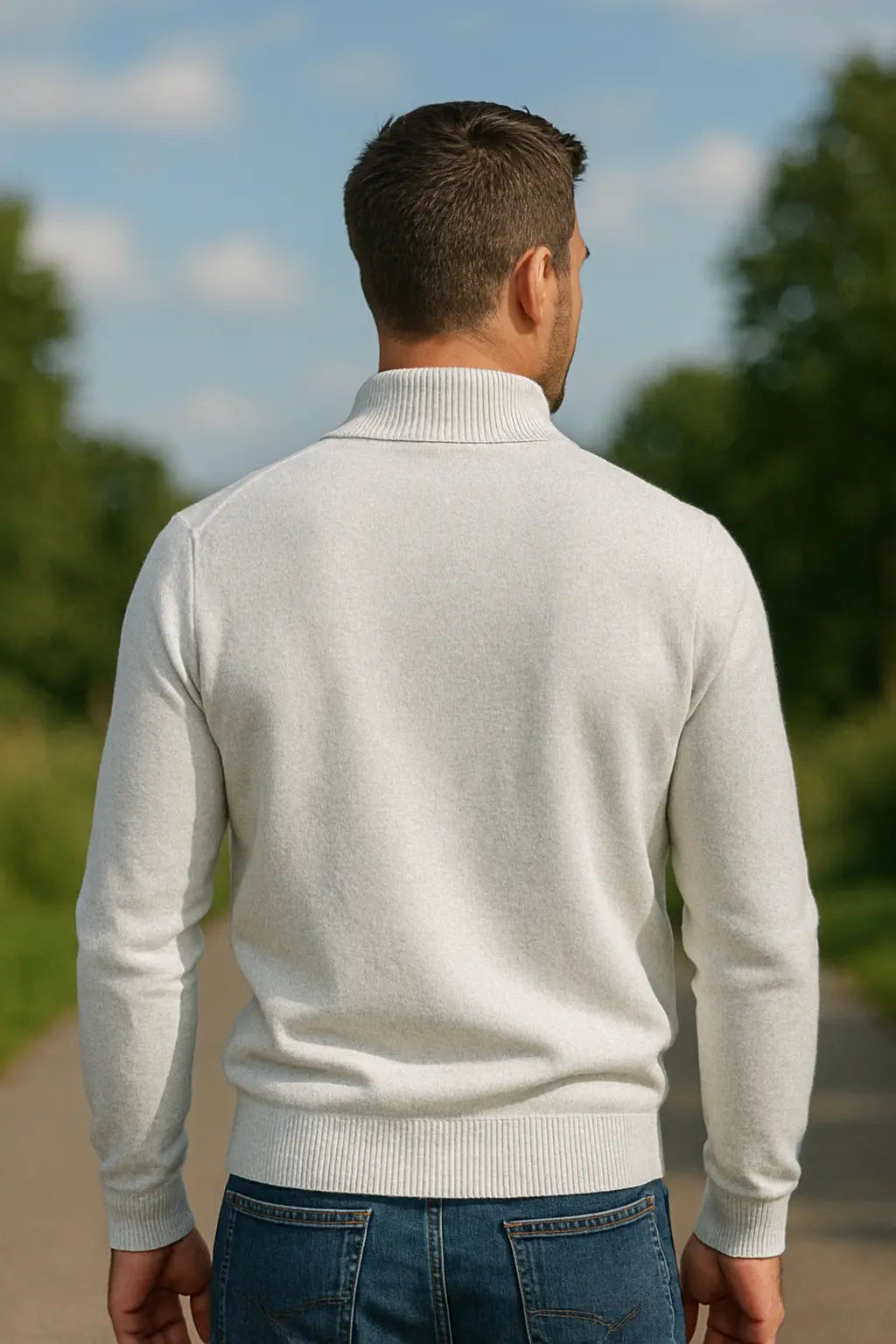 Heren Winter Trui, Halve Rits V-Hals Sweater, Effen Kleur Slim Pasvorm Lange Mouwen Sweatshirt | VIQA VIQA© NEDERLAND