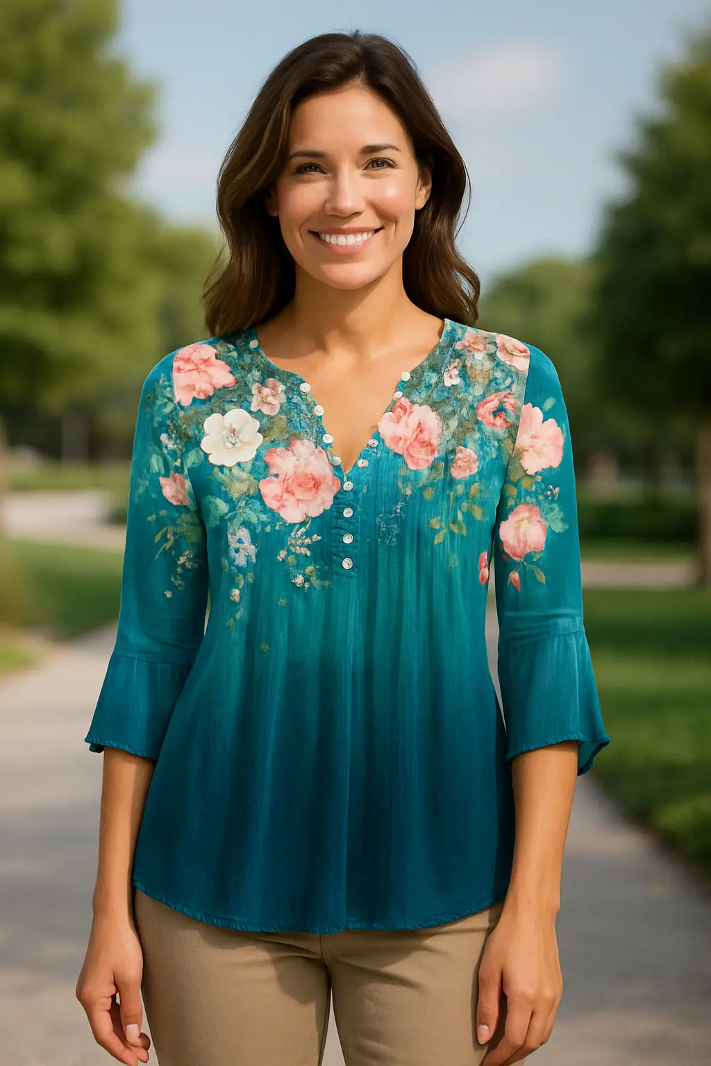 Dames Elegant Gedrukte Blouse, Casual Lange Mouwen Stijlvol Overhemd Top | VIQA VIQA© NEDERLAND