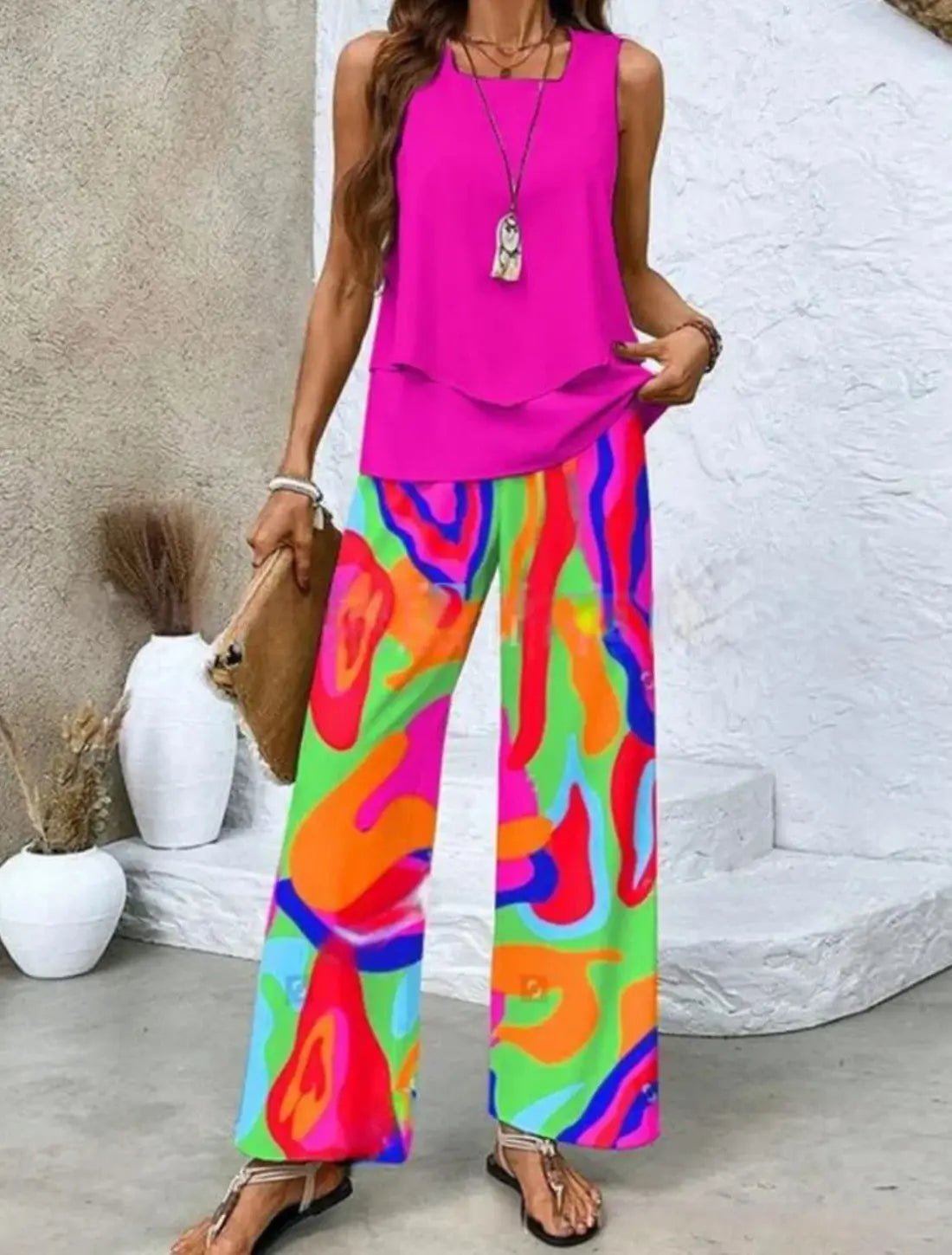 Dames Zomers Tweedelig Setje Met Korte Mouwen VIQA© NEDERLANDKleurrijk-2XL