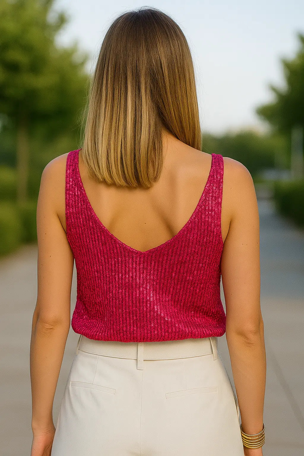 Dames Blouse Met Lovertjes, Mouwloos V-Hals Fonkelende Feesthemd, Sexy Top | VIQA VIQA© NEDERLAND