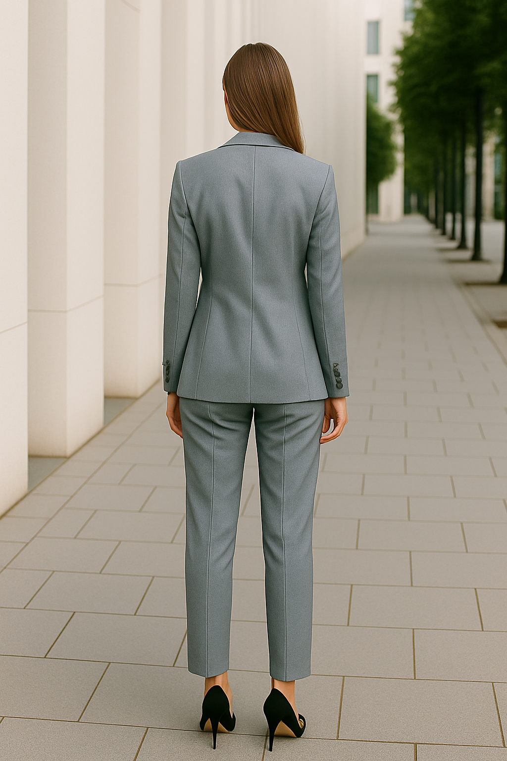 Slim Pasvorm Vestpak Voor Dames, Elegante Effen Kleur Temperament Kantooroutfit | VIQA VIQA© NEDERLAND