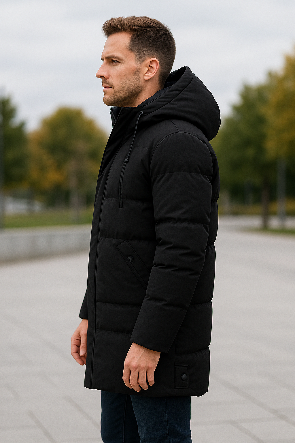 Gewatteerde Winterjas Voor Heren, Halflange Katoenen Donsparka, Warme Thermische Windjack Met Capuchon | VIQA VIQA© NEDERLAND