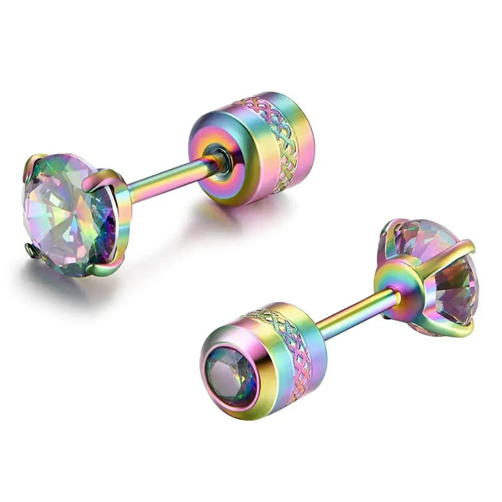 Unisex Roestvrij Staal Kristal Zirkoon Oorstekers VIQA© NEDERLANDVeelkleurig-8mm