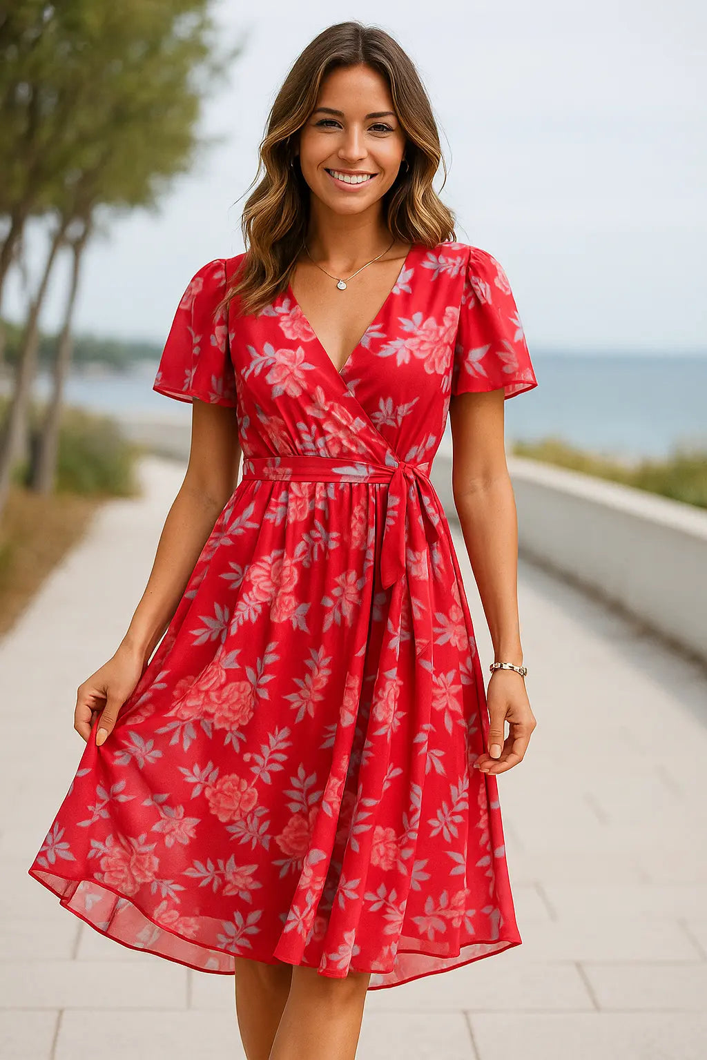 Dames Zomer Bloemen A-Lijn Jurk, Korte Mouwen Los Fit Lange Maxi Jurk Met Stippen | VIQA VIQA© NEDERLAND