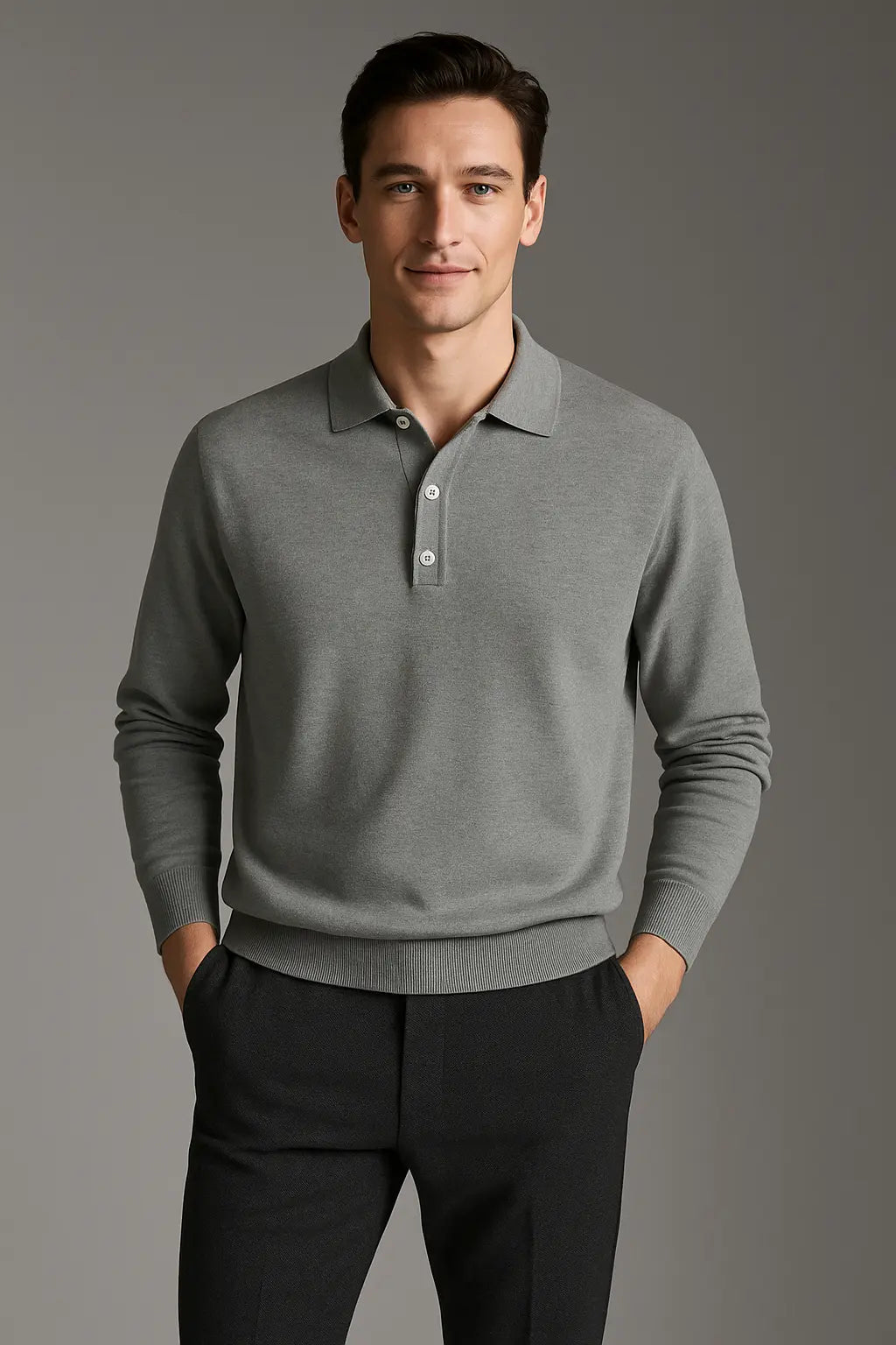 Mark Heren Polo T Shirt Met Knoopsluiting VIQA© NEDERLANDDonkergrijs-2XL