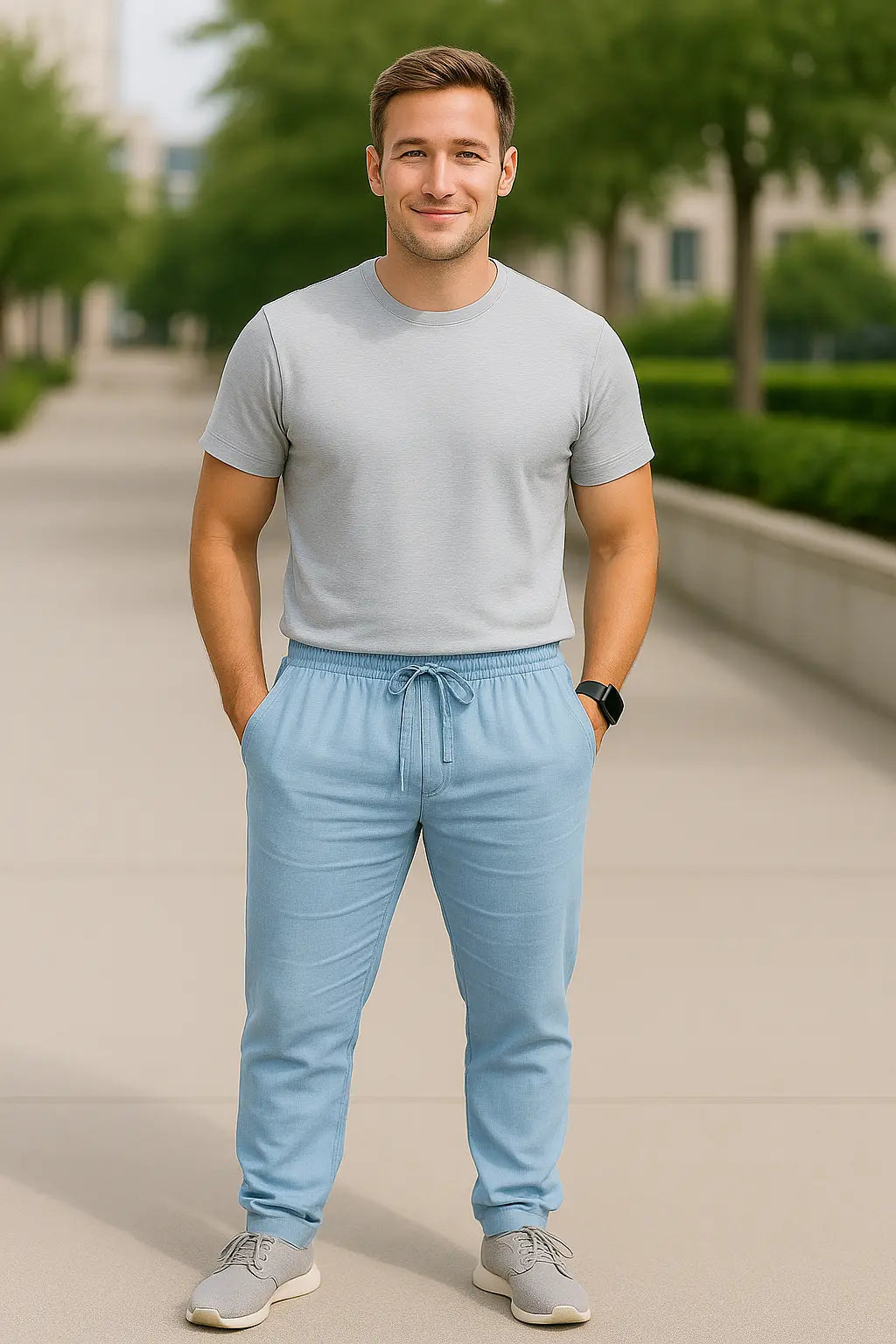 Heren Linnen Broek, Ademende Slim Pasvorm Broek, Casual Effen Kleur Casual Kleding | VIQA VIQA© NEDERLAND