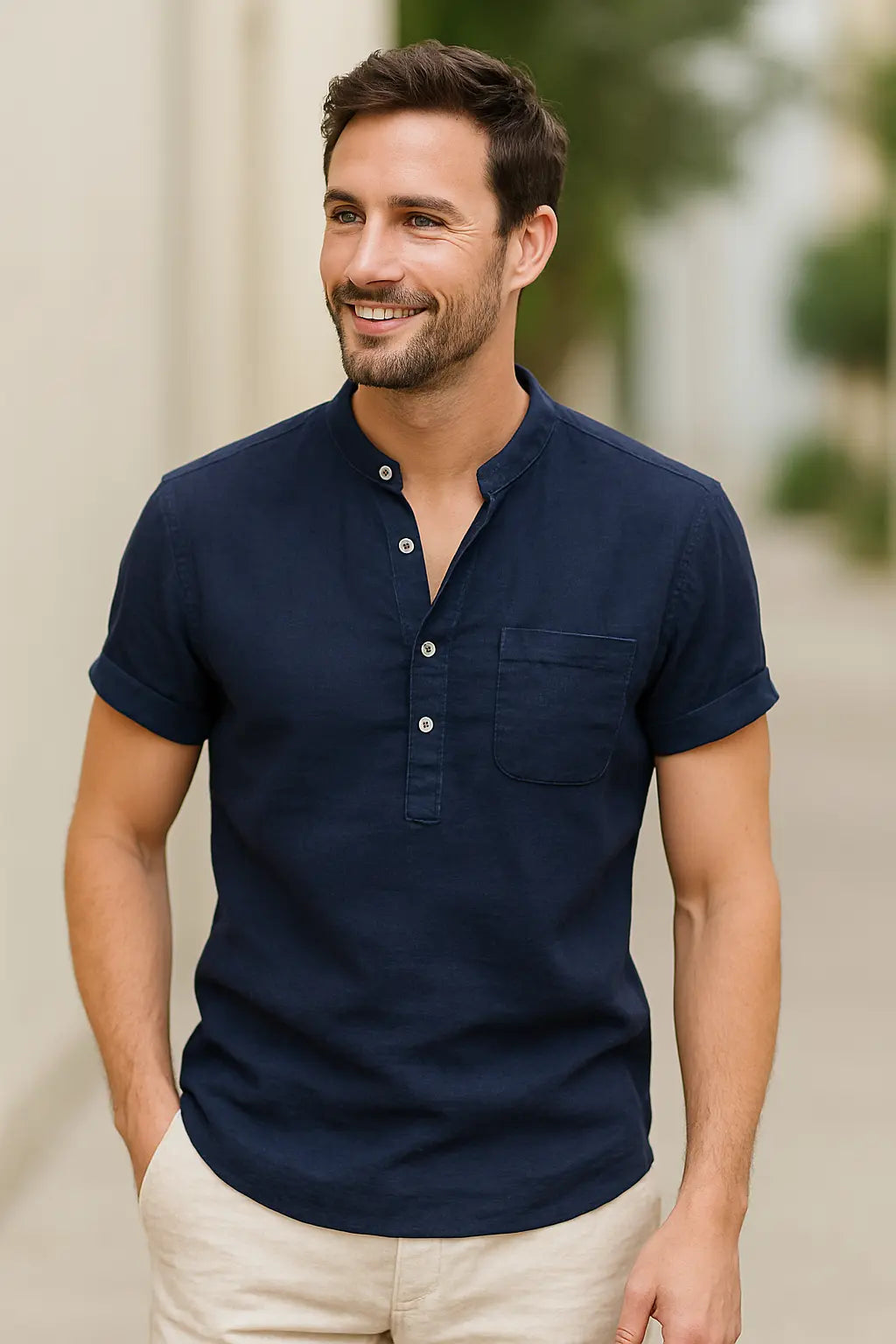 Heren T-shirt Van Katoen En Linnen, Casual T-shirt Met Korte Mouwen Voor De Zomer, Lichtgewicht En Ademend | VIQA VIQA© NEDERLAND