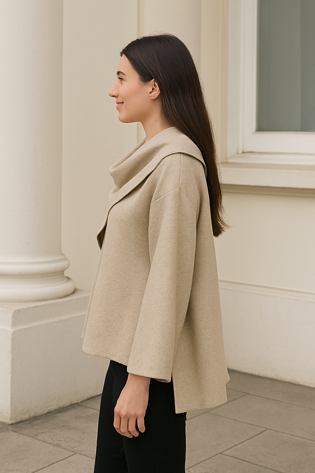 Elegante Dames Vest, Jas Met Lange Mouwen En Sjaal, Warm Herfst- En Winter Model Voor Woon-Werkverkeer | VIQA VIQA© NEDERLAND