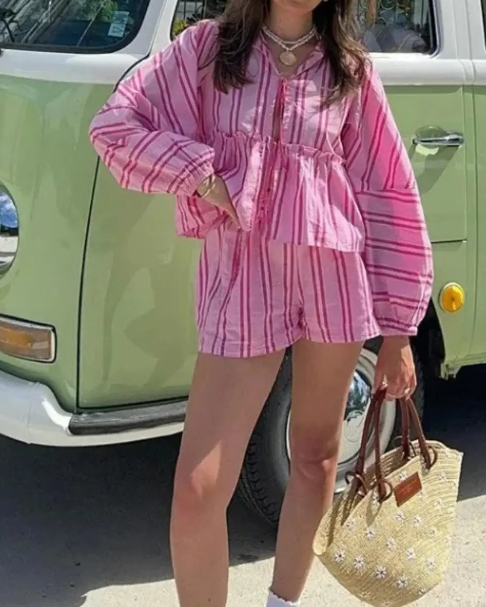 Carolina Tweedelige Zomerset Met Top En Korte Broek VIQA© NEDERLANDRoze-XL