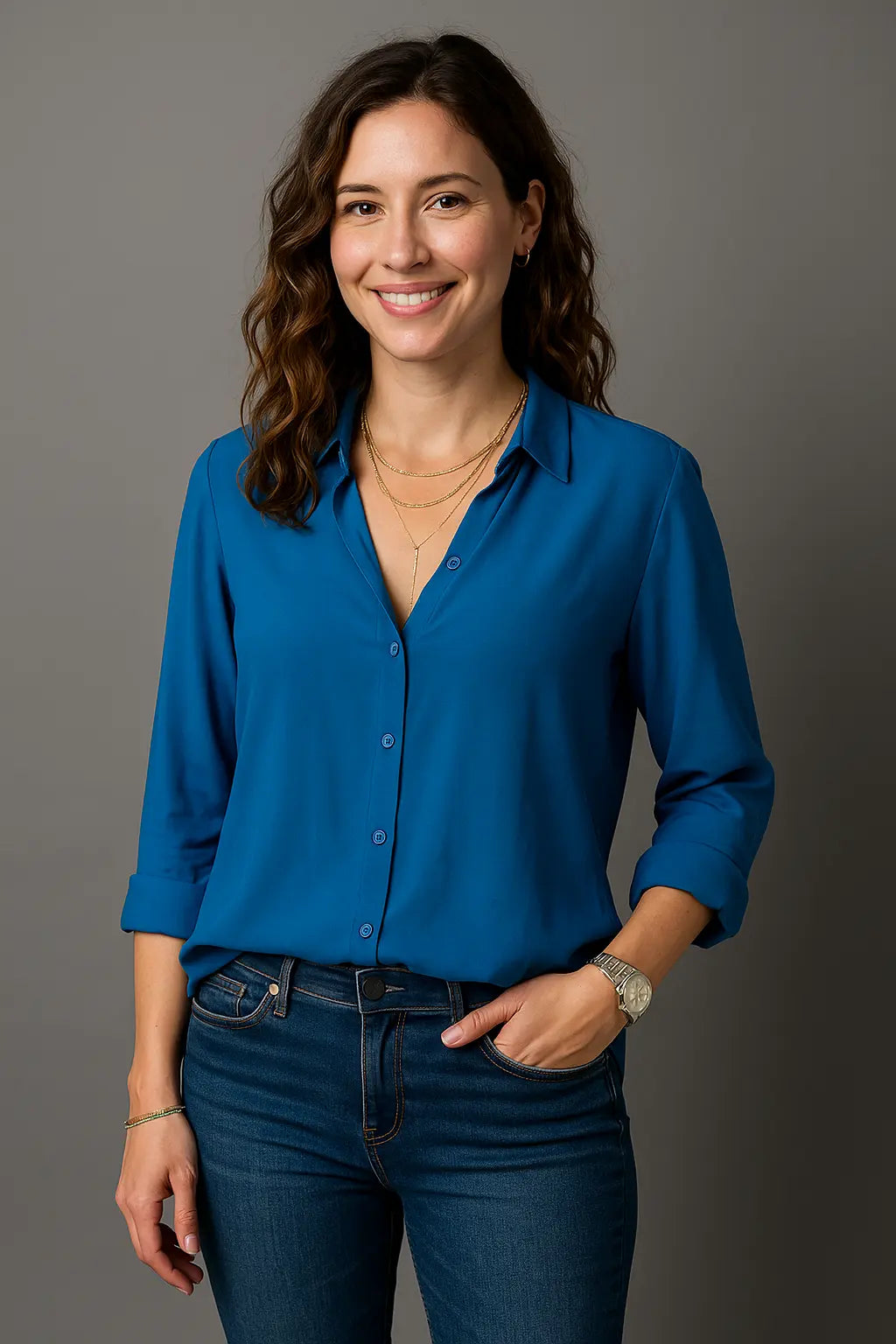 Claire Dames Ademende Chiffon Blouse VIQA© NEDERLANDBlauw-2XL