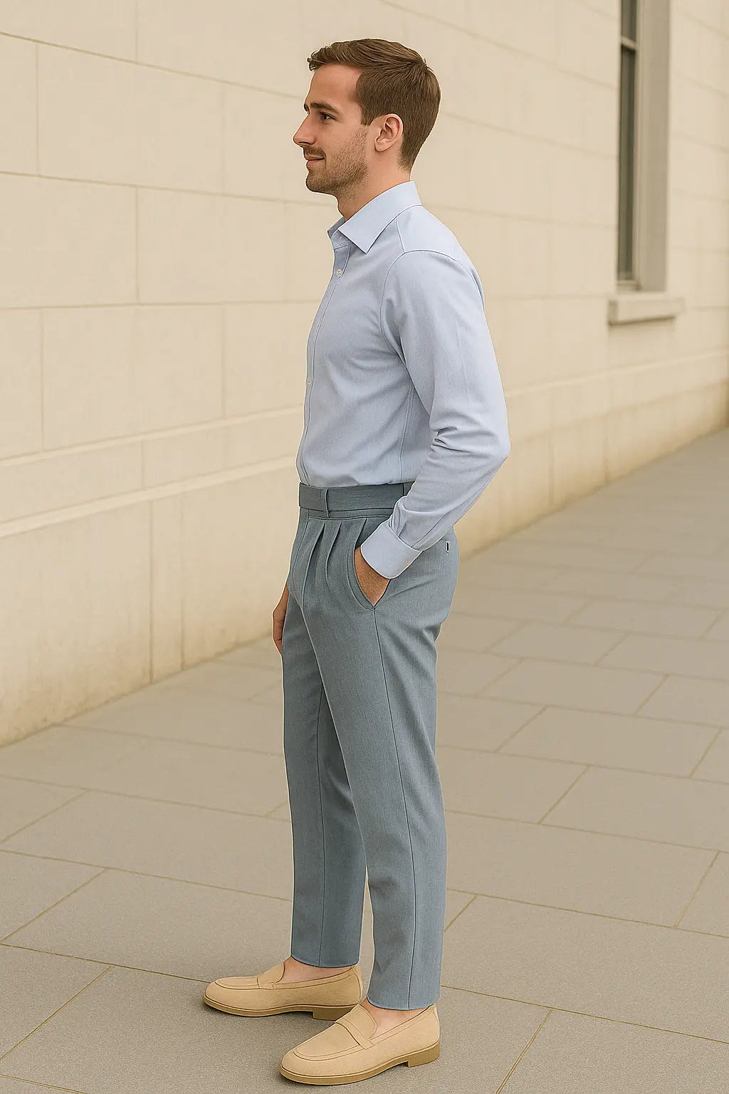 Heren Pantalon, Hooggetailleerde Rechte Broek, Zakelijke Stijl Met Riem | VIQA VIQA© NEDERLAND