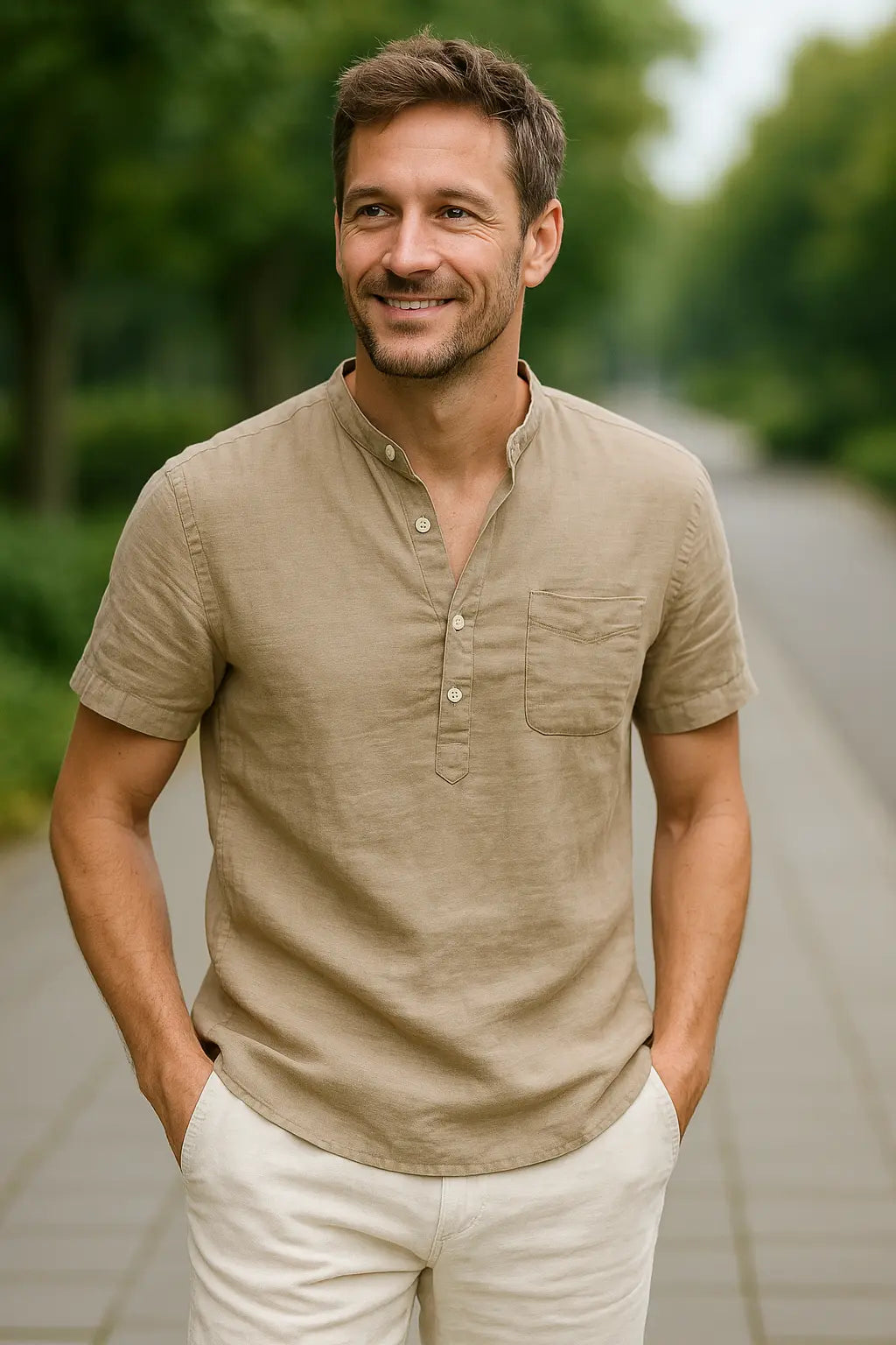 Heren T-shirt Van Katoen En Linnen, Casual T-shirt Met Korte Mouwen Voor De Zomer, Lichtgewicht En Ademend | VIQA VIQA© NEDERLAND