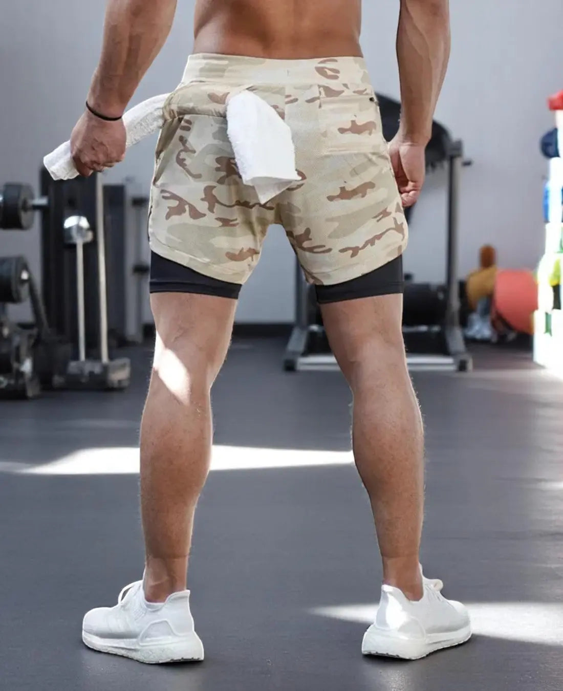 Heren 2-in-1 Trainingsshort, Sneldrogende Sportshort Met Zakken, Lichtgewicht Sportkleding | VIQA VIQA© NEDERLANDKaki-2XL