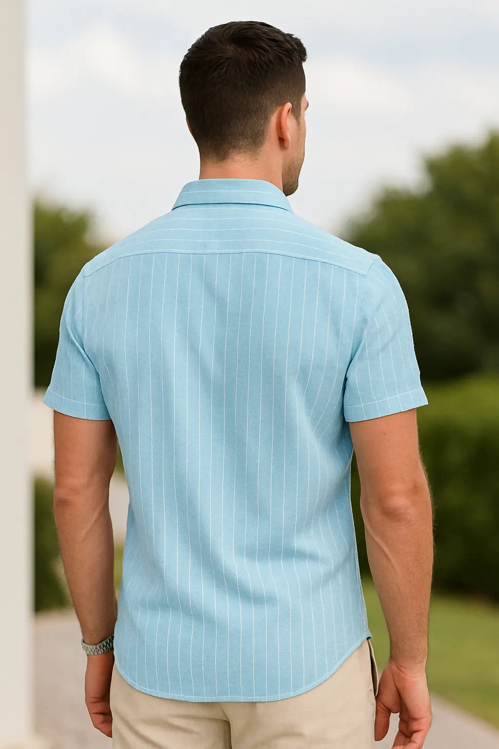 Heren Gestreept Shirt, Korte Mouwen, Losse Pasvorm, Casual Veelkleurige Zomertop | VIQA VIQA© NEDERLAND