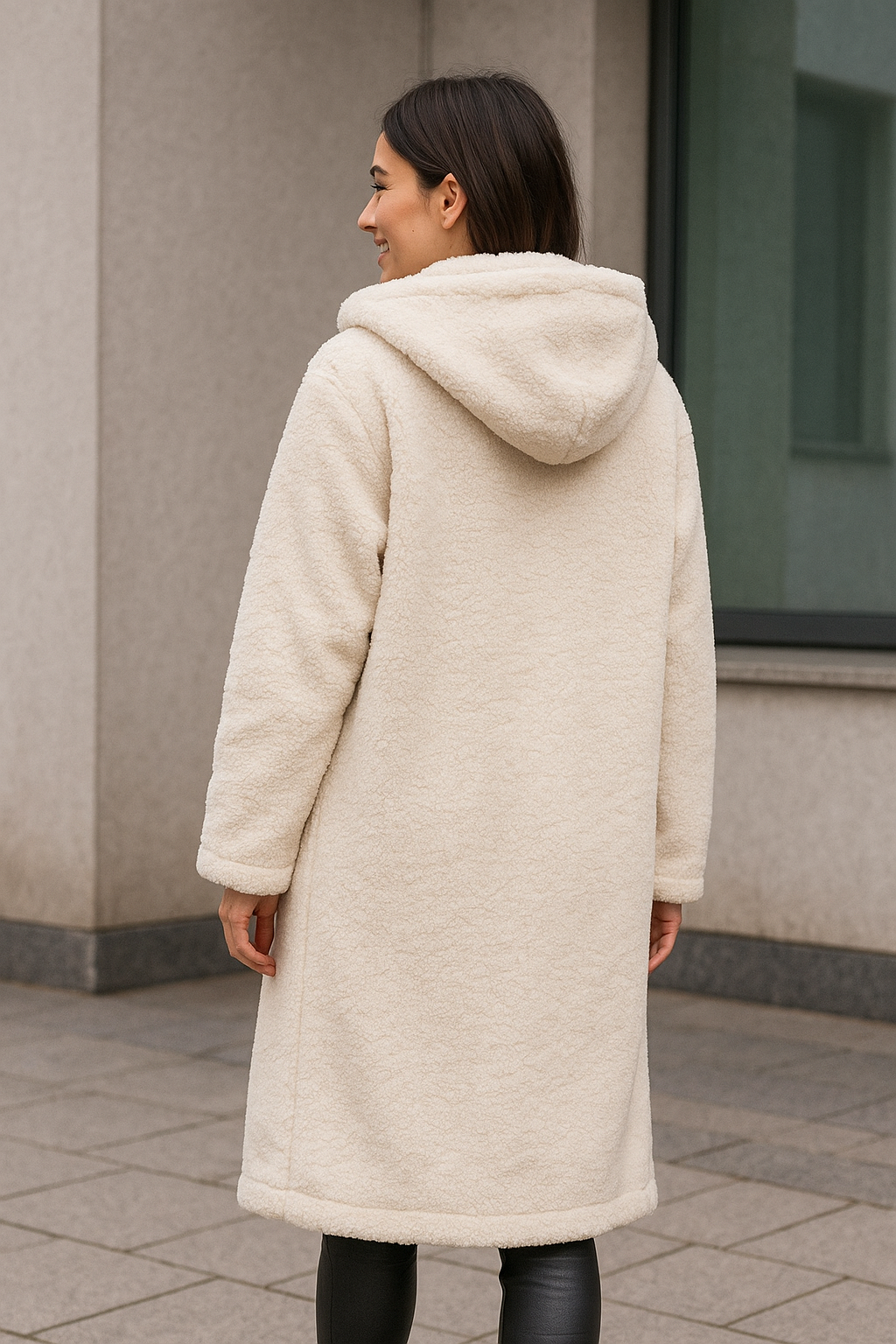 Dames Pluche Jas Met Capuchon, Lange Mouw Eenknoop Winter Warm Jas | VIQA VIQA© NEDERLAND