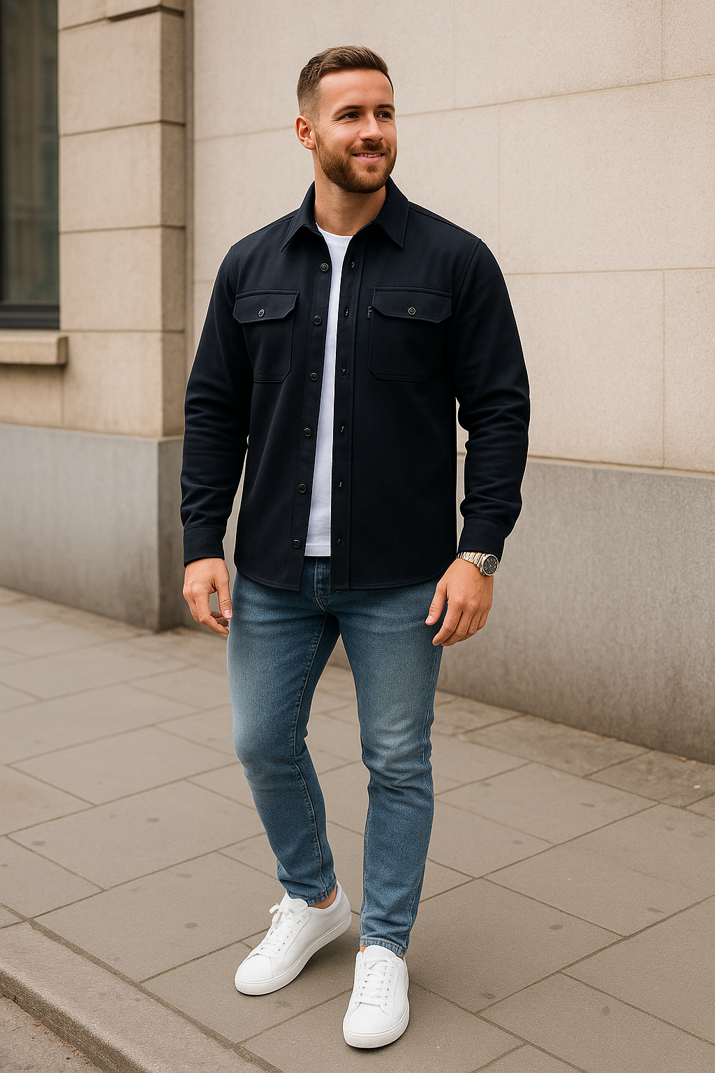 Casual Overhemdjasje Voor Heren, Enkelrijks Jasje Met Lange Mouwen En Revers, Gerfst, Winter Bovenkleding | VIQA VIQA© NEDERLAND