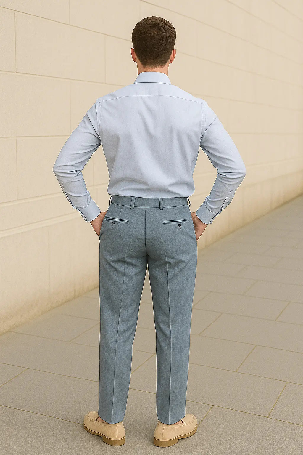 Heren Pantalon, Hooggetailleerde Rechte Broek, Zakelijke Stijl Met Riem | VIQA VIQA© NEDERLAND