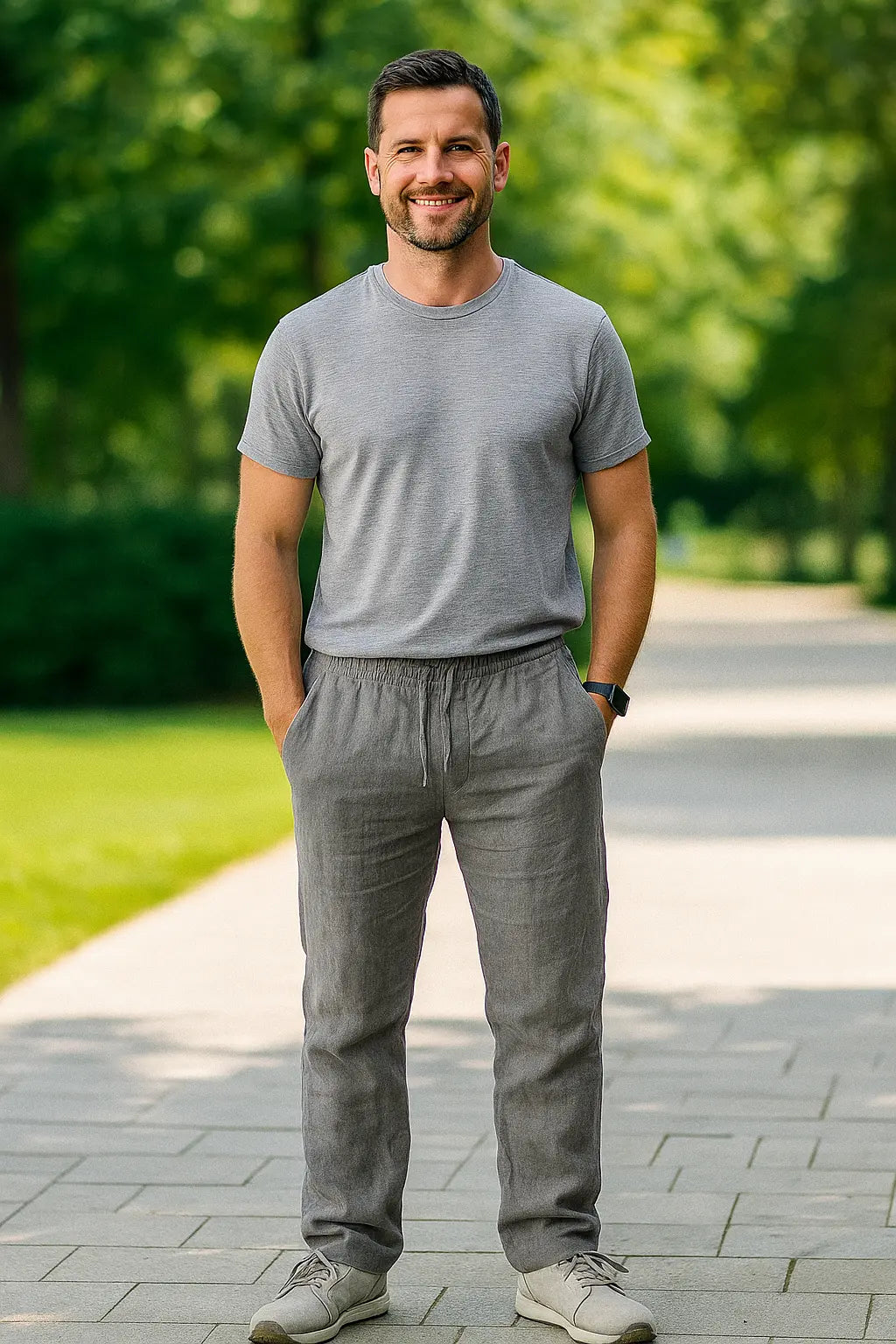 Heren Linnen Broek, Ademende Slim Pasvorm Broek, Casual Effen Kleur Casual Kleding | VIQA VIQA© NEDERLAND