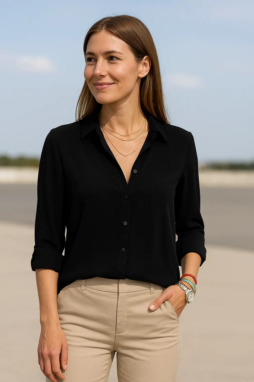 Dames Zomer Blouse, Lange Mouw Elegant Kapsel Shirt, Los Fit Kantoor Tuniek Top | VIQA VIQA© NEDERLAND