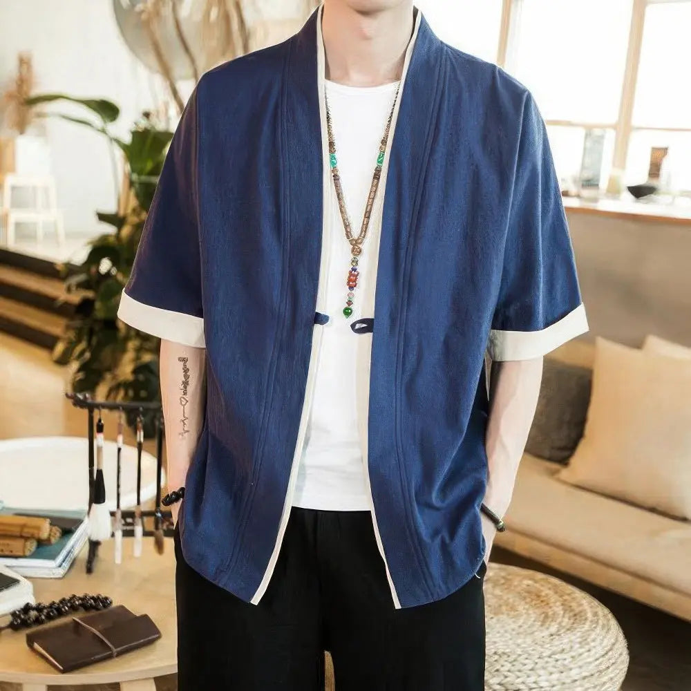 Kimono Lichtgewicht Overhemd Vest Voor Heren VIQA© NEDERLANDBlauw-4XL